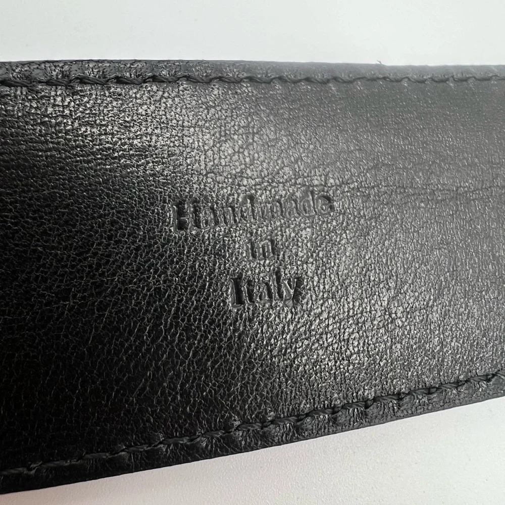 men's brioni logo buckle black Leather belt Size 32 Normal Wear See Photos